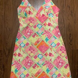Vintage Lilly Pulitzer Monkey Patchwork Halter Dress SZ 12